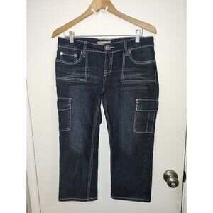 YMI Jeans Juniors Side Pocket Y2K Dark Blue  Denim Capris Size 11 EUC